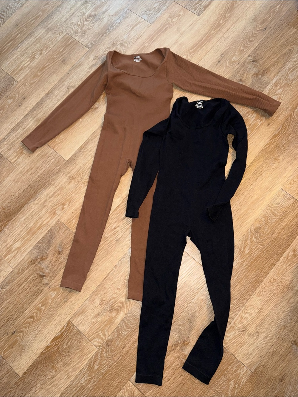 Black & Brown Ribbed Jumpsuits